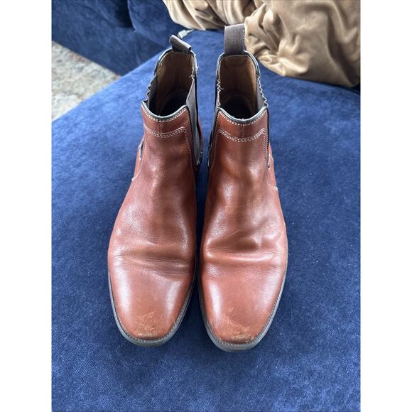 Johnston Murphy Mens 9M Brown Leather Boots Elastic Ankle SKU: 15483 Shoes - Picture 2 of 14